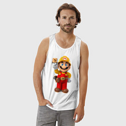 Майка мужская хлопок Super Mario, цвет: белый — фото 2
