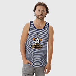 Майка мужская хлопок NHL: Anaheim Ducks, цвет: синяя тельняшка — фото 2