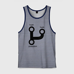 Майка мужская хлопок Раз, два и в продакшн, цвет: синяя тельняшка