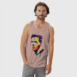 Майка мужская хлопок Lionel Messi: fun-art, цвет: пыльно-розовый — фото 2