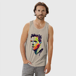 Майка мужская хлопок Lionel Messi: fun-art, цвет: миндальный — фото 2