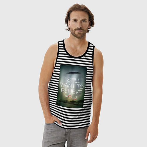 Мужская майка X-Files: Aliens / Черная тельняшка – фото 3