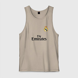 Майка мужская хлопок Real Madrid: Fly Emirates, цвет: миндальный