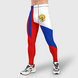 Тайтсы мужские Russia: Geometry Tricolor, цвет: 3D-принт — фото 2