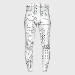 Тайтсы мужские Нарисованный город, цвет: 3D-принт