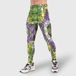 Тайтсы мужские Коллекция Фрактальная мозаика Фиолетово-зеленый, цвет: 3D-принт — фото 2