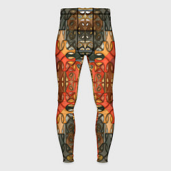 Тайтсы мужские Коллекция Фрактальная мозаика Оранжевый, цвет: 3D-принт