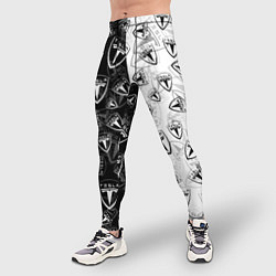 Тайтсы мужские TESLA BLACK AND WHITE LOGO PATTERN, цвет: 3D-принт — фото 2