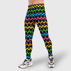 Тайтсы мужские Разноцветные волнистые линии, цвет: 3D-принт — фото 2