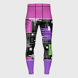 Тайтсы мужские Розово-фиолетовый геометрические фигуры и полосы, цвет: 3D-принт