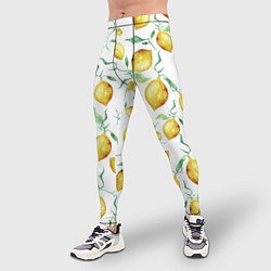 Тайтсы мужские Лимоны Нарисованные Акварелью, цвет: 3D-принт — фото 2