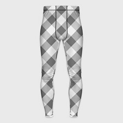 Тайтсы мужские Бело-серый клетчатый узор tartan, цвет: 3D-принт