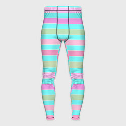 Тайтсы мужские Pink turquoise stripes horizontal Полосатый узор, цвет: 3D-принт