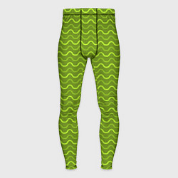 Тайтсы мужские Зеленые светлые и темные волнистые полосы, цвет: 3D-принт