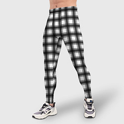 Тайтсы мужские Black and white trendy checkered pattern, цвет: 3D-принт — фото 2