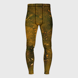 Тайтсы мужские Чёрный туман и золотые краски, цвет: 3D-принт