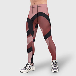 Тайтсы мужские Тёмные волнообразные линии на красном фоне, цвет: 3D-принт — фото 2