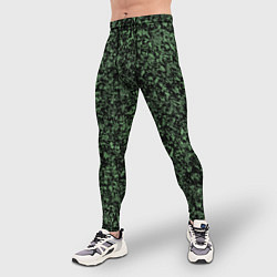 Тайтсы мужские Черный и зеленый камуфляжный, цвет: 3D-принт — фото 2