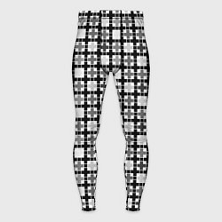 Тайтсы мужские Черно-белый геометрический мелкий узор, цвет: 3D-принт