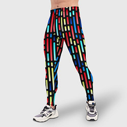 Тайтсы мужские Неоновые полосы - авангардный паттерн, цвет: 3D-принт — фото 2