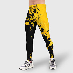 Тайтсы мужские Пятна черной краски на желтом фоне, цвет: 3D-принт — фото 2