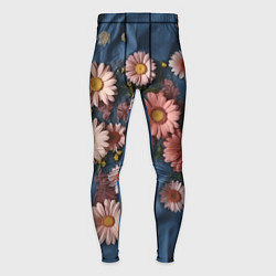 Тайтсы мужские Хризантемы на джинсе, цвет: 3D-принт