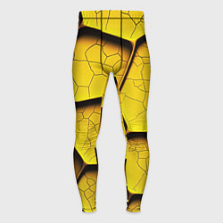 Тайтсы мужские Желтые шестиугольники с трещинами - объемная текст, цвет: 3D-принт
