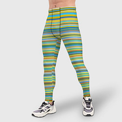 Тайтсы мужские Горизонтальные разноцветные полосы, цвет: 3D-принт — фото 2