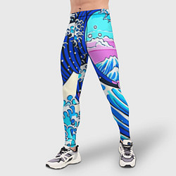 Тайтсы мужские Большая волна в Канагаве сакура, цвет: 3D-принт — фото 2