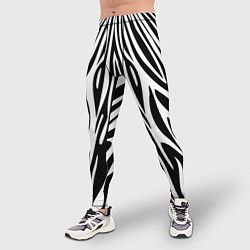 Тайтсы мужские Черная абстракция зебра, цвет: 3D-принт — фото 2