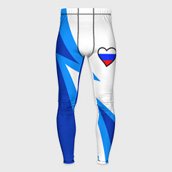 Тайтсы мужские Флаг России в сердечке - синий, цвет: 3D-принт