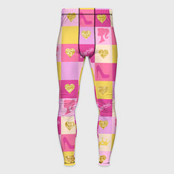 Тайтсы мужские Барби: желтые и розовые квадраты паттерн, цвет: 3D-принт
