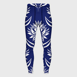 Тайтсы мужские Абстрактные белые лотосы на синем - паттерн, цвет: 3D-принт
