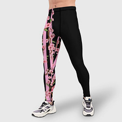 Тайтсы мужские Сакура и полосы, цвет: 3D-принт — фото 2