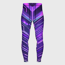 Тайтсы мужские Фиолетовые неон полосы киберпанк, цвет: 3D-принт