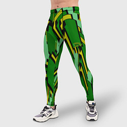 Тайтсы мужские Зеленая псевдокамуфляжная геометрия, цвет: 3D-принт — фото 2