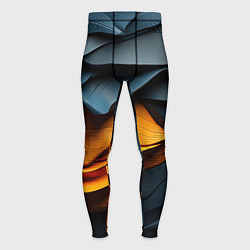 Тайтсы мужские Темная текстура с желтой вставкой, цвет: 3D-принт