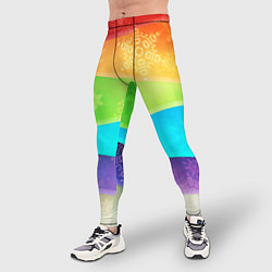 Тайтсы мужские Абстрактный разноцветный волнистый фон со снежинка, цвет: 3D-принт — фото 2