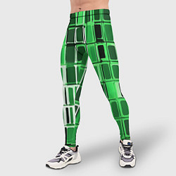 Тайтсы мужские Зелёные прямоугольники, цвет: 3D-принт — фото 2