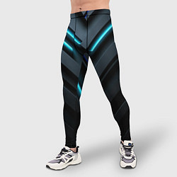 Тайтсы мужские Черный и синий фон с абстракцией, цвет: 3D-принт — фото 2