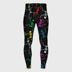 Тайтсы мужские Разноцветные танцующие скелетики, цвет: 3D-принт