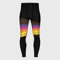 Тайтсы мужские Black yellow abstract, цвет: 3D-принт