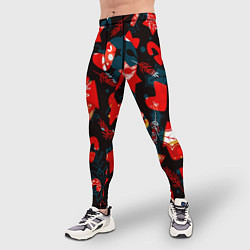 Тайтсы мужские Рождественские узоры красные, цвет: 3D-принт — фото 2