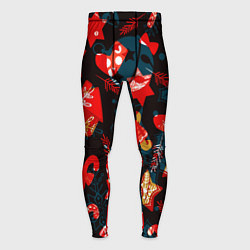 Тайтсы мужские Рождественские узоры красные, цвет: 3D-принт