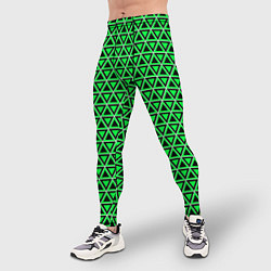 Тайтсы мужские Зелёные и чёрные треугольники, цвет: 3D-принт — фото 2