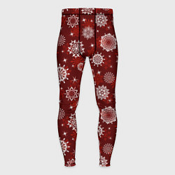 Тайтсы мужские Snowflakes on a red background, цвет: 3D-принт