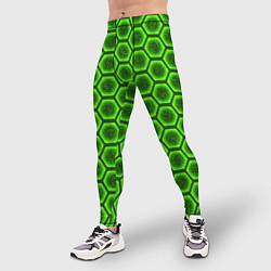 Тайтсы мужские Энергетический щит - зеленый, цвет: 3D-принт — фото 2