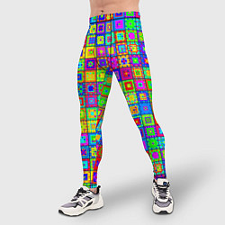 Тайтсы мужские Узор из разноцветных квадратов, цвет: 3D-принт — фото 2