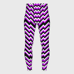 Тайтсы мужские Фиолетовые и белые ломаные линии, цвет: 3D-принт