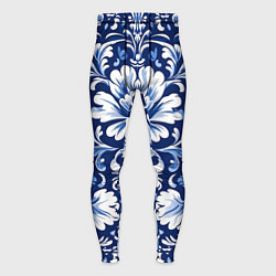 Тайтсы мужские Гжель - русский цветочный узор, цвет: 3D-принт